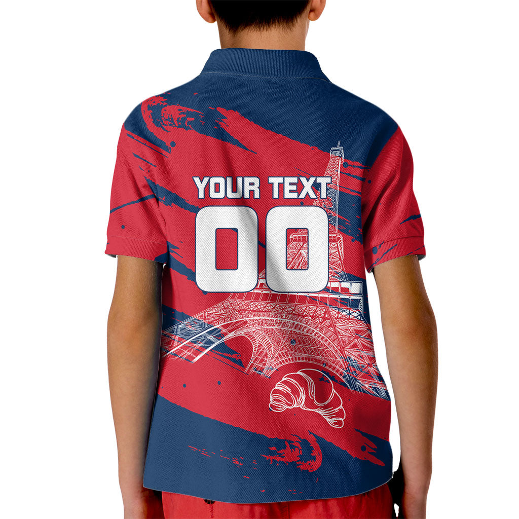 Personalized France Football Gallic Kid Polo Shirt Rooster Mascot Flag Art - Birthplace Of Liberty