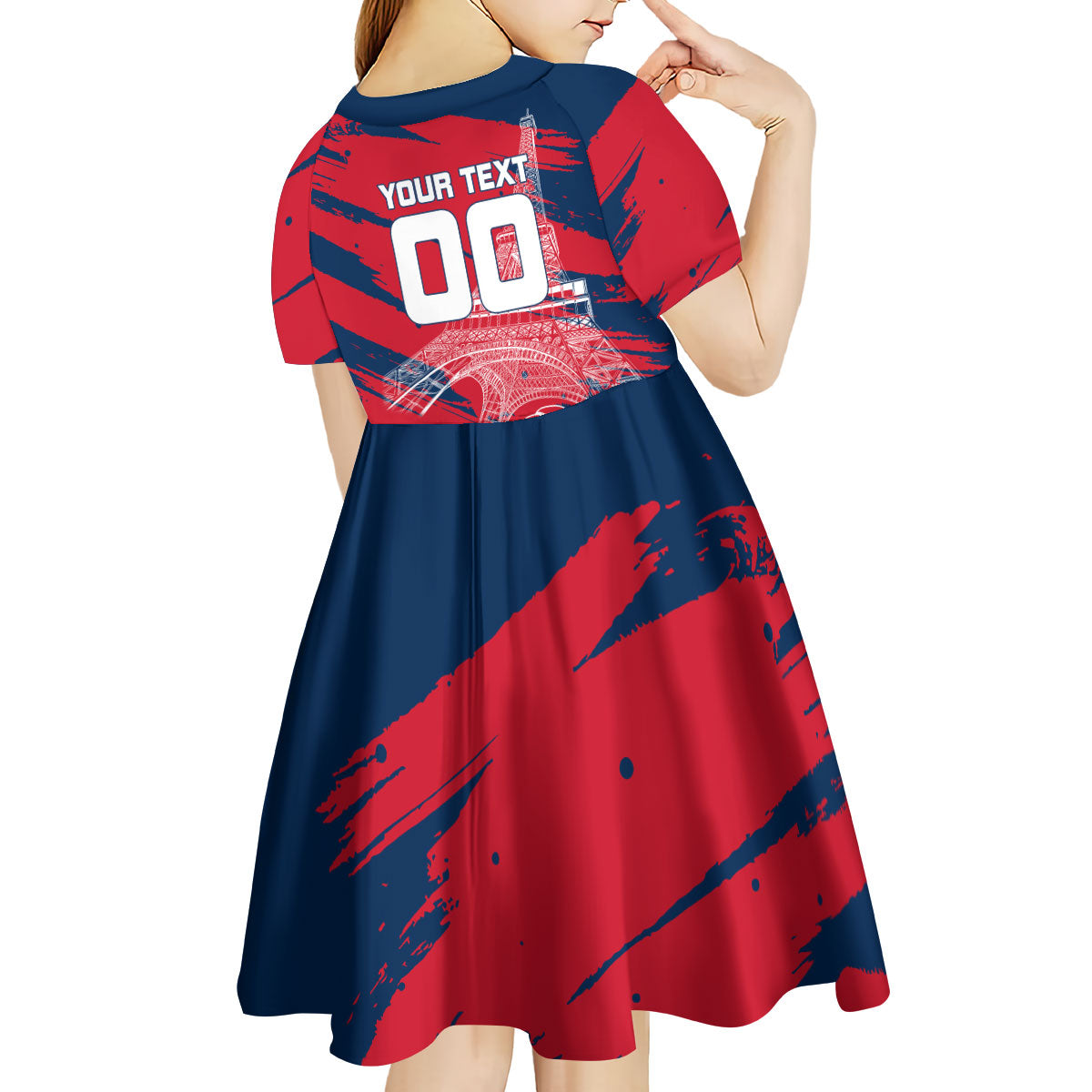 Personalized France Football Gallic Kid Short Sleeve Dress Rooster Mascot Flag Art - Birthplace Of Liberty