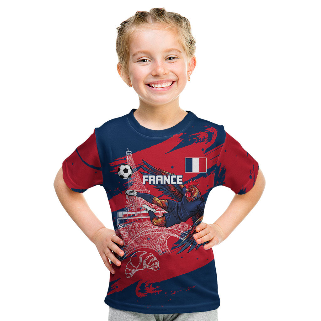 Personalized France Football Gallic Kid T Shirt Rooster Mascot Flag Art - Birthplace Of Liberty