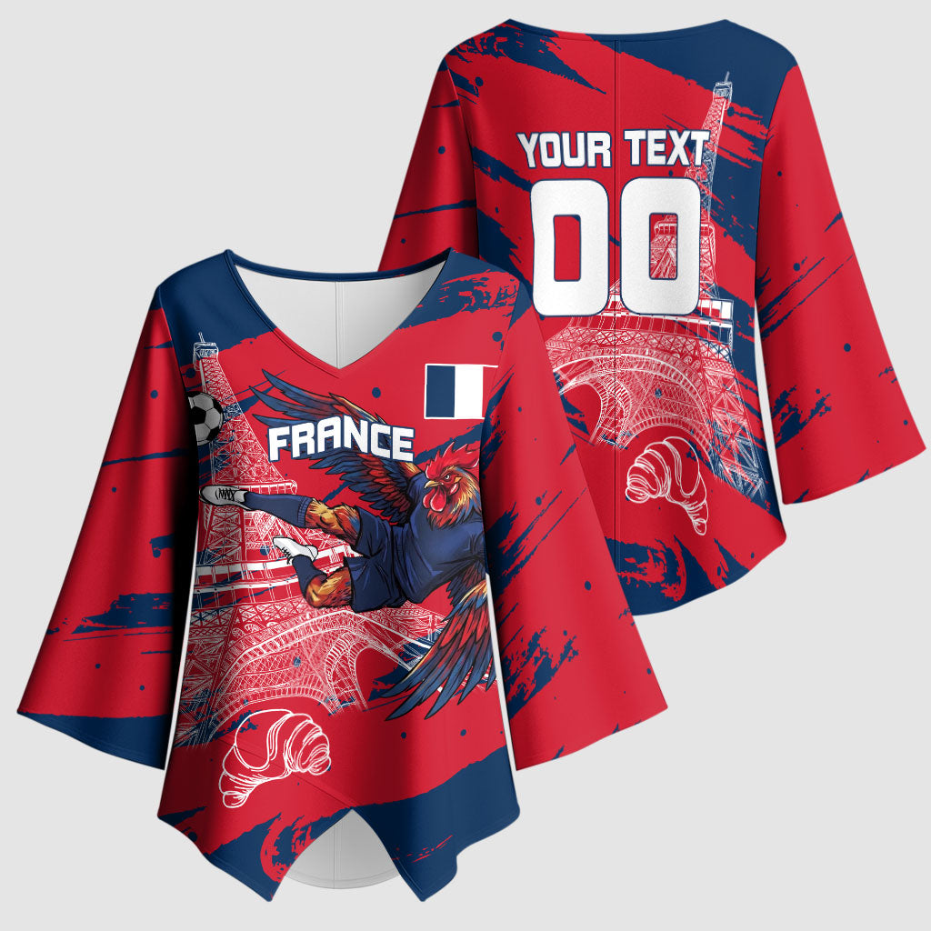 Personalized France Football Gallic Kimono Sleeve Blouse Rooster Mascot Flag Art - Birthplace Of Liberty