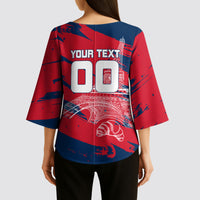 Personalized France Football Gallic Kimono Sleeve Blouse Rooster Mascot Flag Art - Birthplace Of Liberty