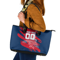 Personalized France Football Gallic Leather Tote Bag Rooster Mascot Flag Art - Birthplace Of Liberty
