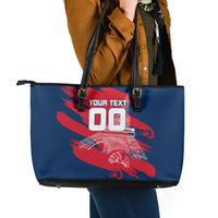 Personalized France Football Gallic Leather Tote Bag Rooster Mascot Flag Art - Birthplace Of Liberty