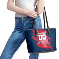 Personalized France Football Gallic Leather Tote Bag Rooster Mascot Flag Art - Birthplace Of Liberty