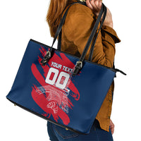 Personalized France Football Gallic Leather Tote Bag Rooster Mascot Flag Art - Birthplace Of Liberty