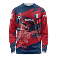 Personalized France Football Gallic Long Sleeve Shirt Rooster Mascot Flag Art - Birthplace Of Liberty