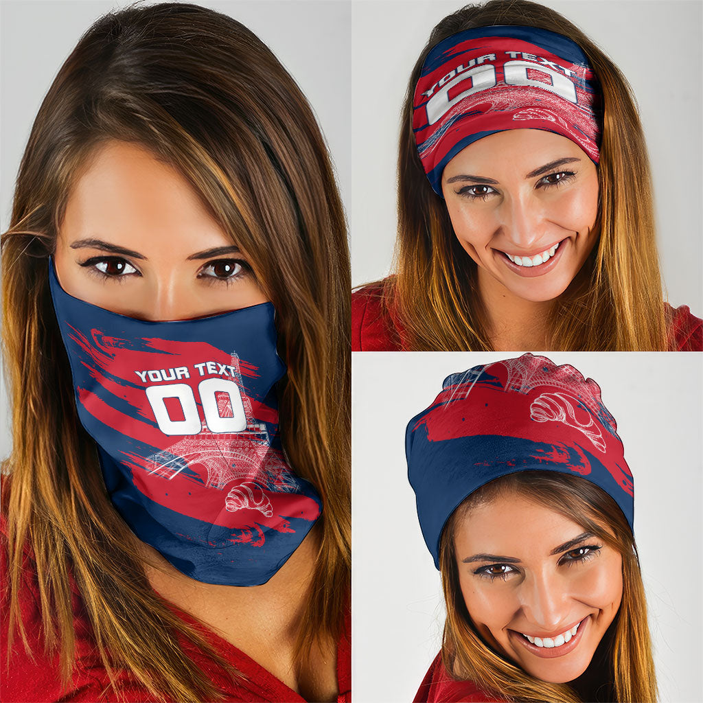Personalized France Football Gallic Neck Gaiter Rooster Mascot Flag Art - Birthplace Of Liberty