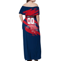 Personalized France Football Gallic Off Shoulder Maxi Dress Rooster Mascot Flag Art - Birthplace Of Liberty