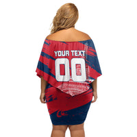 Personalized France Football Gallic Off Shoulder Short Dress Rooster Mascot Flag Art - Birthplace Of Liberty