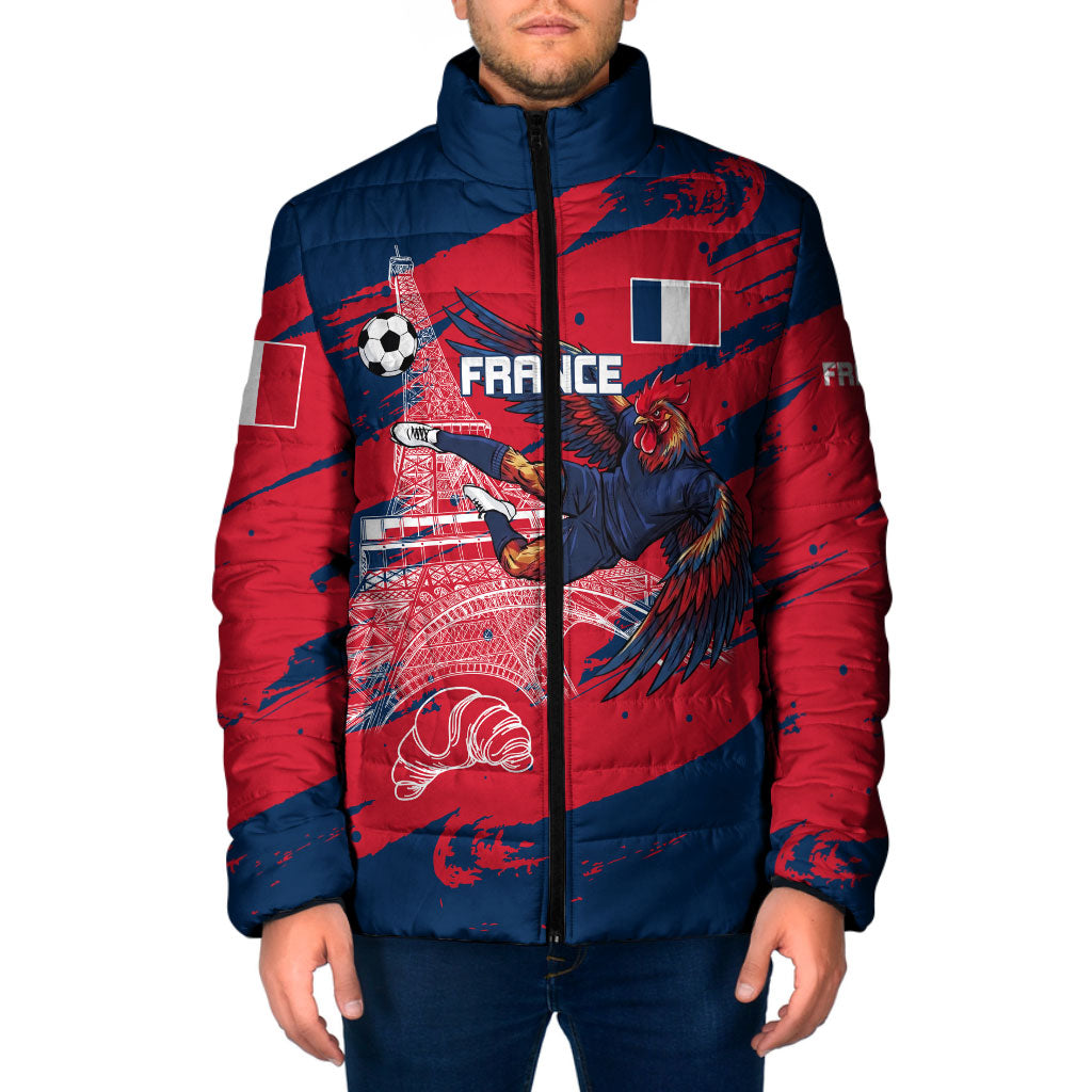 Personalized France Football Gallic Padded Jacket Rooster Mascot Flag Art - Birthplace Of Liberty