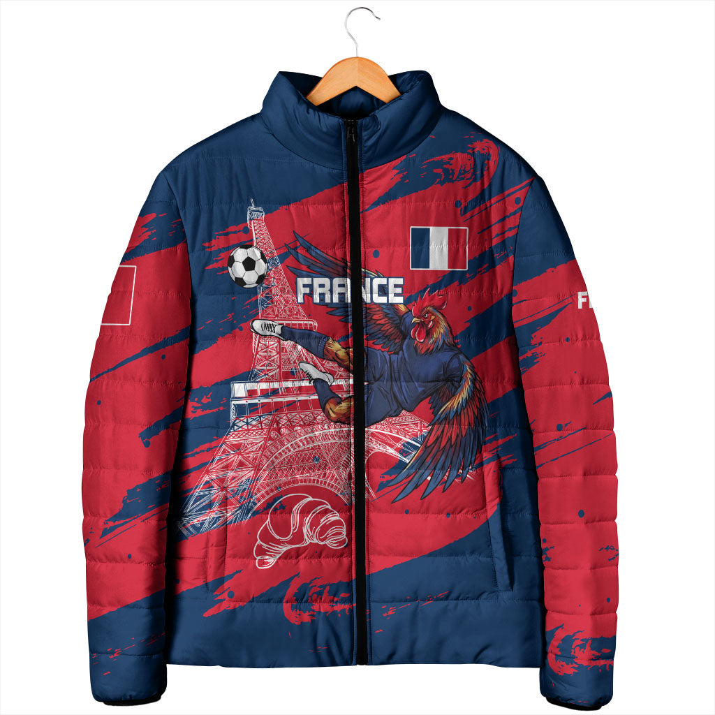 Personalized France Football Gallic Padded Jacket Rooster Mascot Flag Art - Birthplace Of Liberty