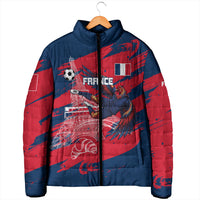 Personalized France Football Gallic Padded Jacket Rooster Mascot Flag Art - Birthplace Of Liberty