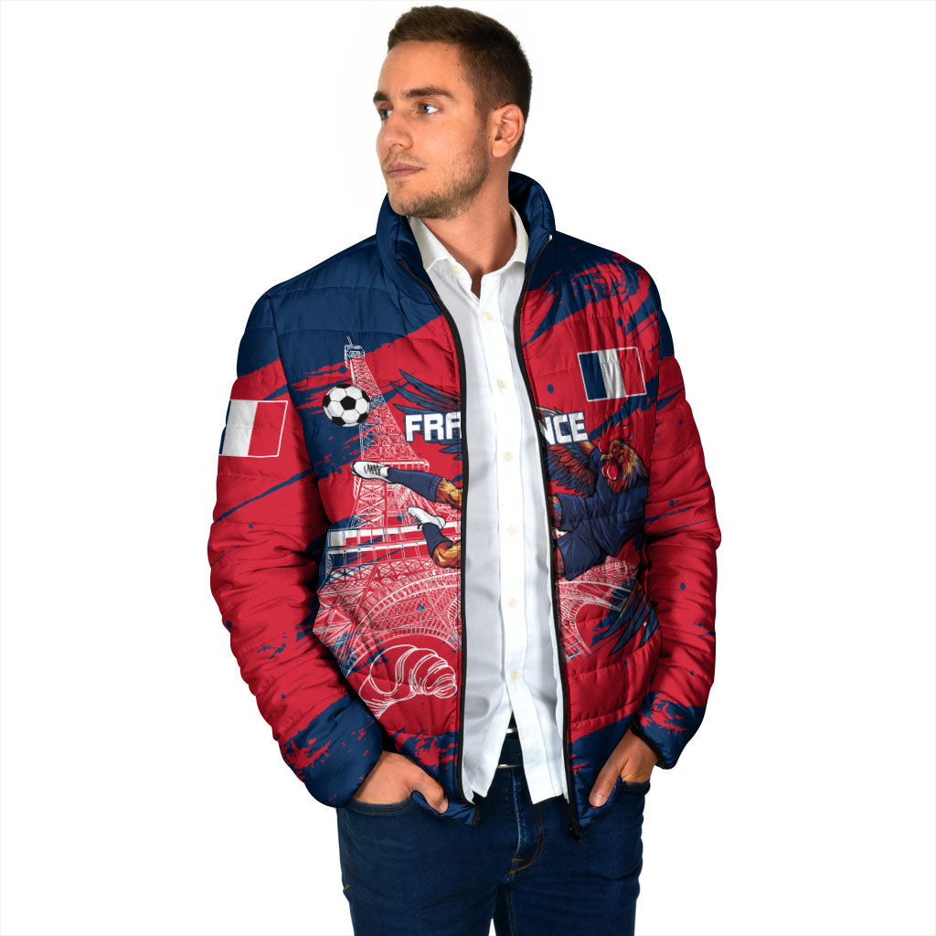 Personalized France Football Gallic Padded Jacket Rooster Mascot Flag Art - Birthplace Of Liberty