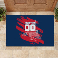 Personalized France Football Gallic Rubber Doormat Rooster Mascot Flag Art - Birthplace Of Liberty