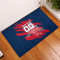 Personalized France Football Gallic Rubber Doormat Rooster Mascot Flag Art - Birthplace Of Liberty