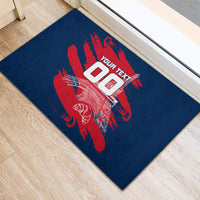 Personalized France Football Gallic Rubber Doormat Rooster Mascot Flag Art - Birthplace Of Liberty