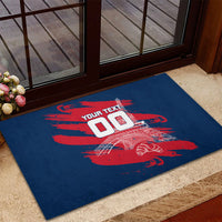 Personalized France Football Gallic Rubber Doormat Rooster Mascot Flag Art - Birthplace Of Liberty
