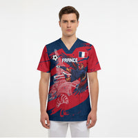 Personalized France Football Gallic Scrub Top Rooster Mascot Flag Art - Birthplace Of Liberty