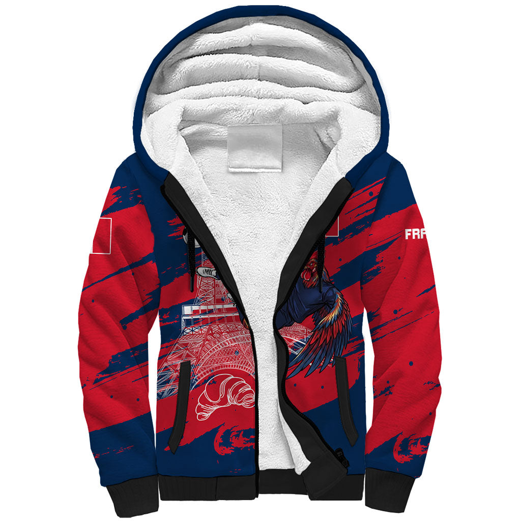 Personalized France Football Gallic Sherpa Hoodie Rooster Mascot Flag Art - Birthplace Of Liberty