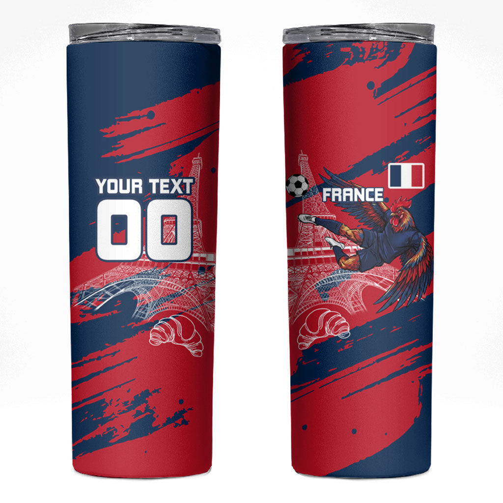 Personalized France Football Gallic Skinny Tumbler Rooster Mascot Flag Art - Birthplace Of Liberty