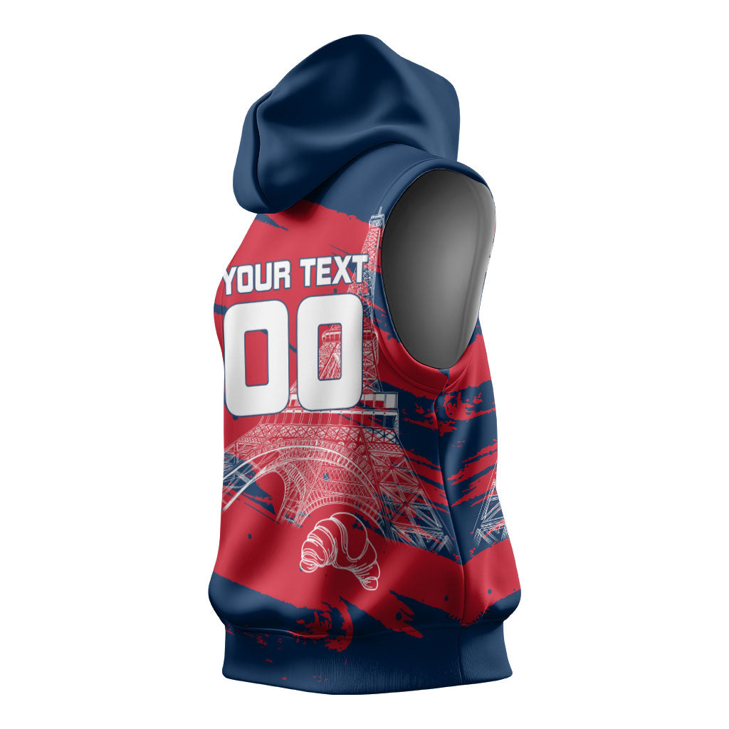 Personalized France Football Gallic Sleeveless Hoodie Rooster Mascot Flag Art - Birthplace Of Liberty