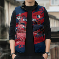 Personalized France Football Gallic Sleeveless Puffer Jacket Rooster Mascot Flag Art - Birthplace Of Liberty
