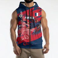 Personalized France Football Gallic Sleeveless Zip Hoodie Rooster Mascot Flag Art - Birthplace Of Liberty