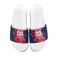 Personalized France Football Gallic Slide Sandals Rooster Mascot Flag Art - Birthplace Of Liberty