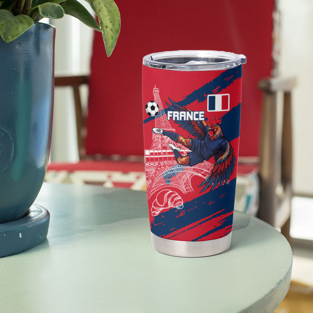 Personalized France Football Gallic Tumbler Cup Rooster Mascot Flag Art - Birthplace Of Liberty