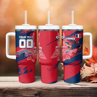 Personalized France Football Gallic Tumbler With Handle Rooster Mascot Flag Art - Birthplace Of Liberty