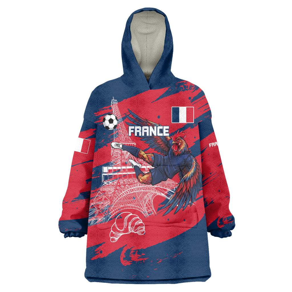 Personalized France Football Gallic Wearable Blanket Hoodie Rooster Mascot Flag Art - Birthplace Of Liberty