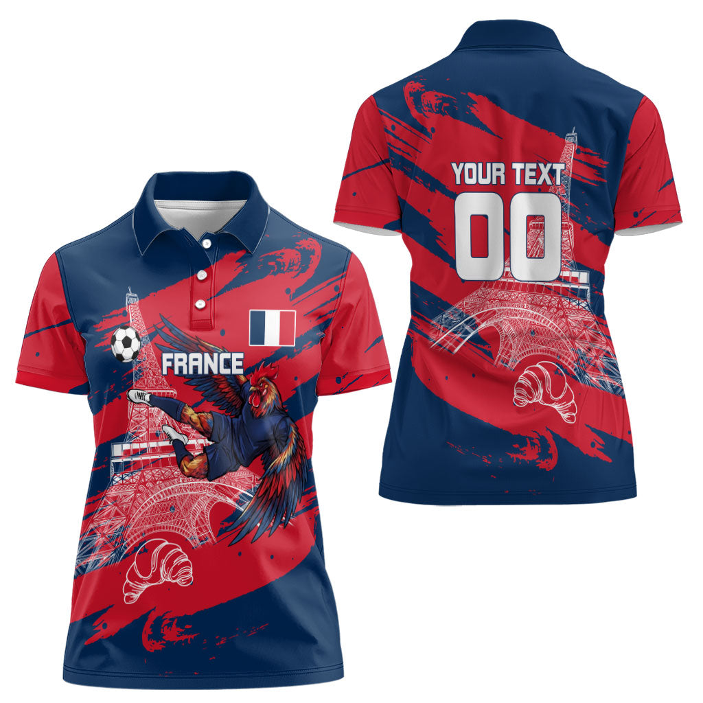 Personalized France Football Gallic Women Polo Shirt Rooster Mascot Flag Art - Birthplace Of Liberty