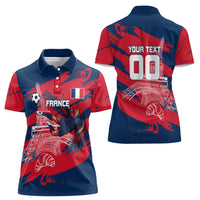Personalized France Football Gallic Women Polo Shirt Rooster Mascot Flag Art - Birthplace Of Liberty