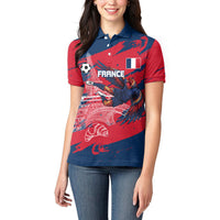 Personalized France Football Gallic Women Polo Shirt Rooster Mascot Flag Art - Birthplace Of Liberty