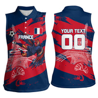 Personalized France Football Gallic Women Sleeveless Polo Shirt Rooster Mascot Flag Art - Birthplace Of Liberty