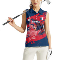 Personalized France Football Gallic Women Sleeveless Polo Shirt Rooster Mascot Flag Art - Birthplace Of Liberty