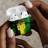 Personalized Senegal Football Lion AirPods Case Fierce Roaring Lion Soccer Art With Senegal Flag