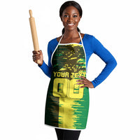Personalized Senegal Football Lion Apron Fierce Roaring Lion Soccer Art With Senegal Flag