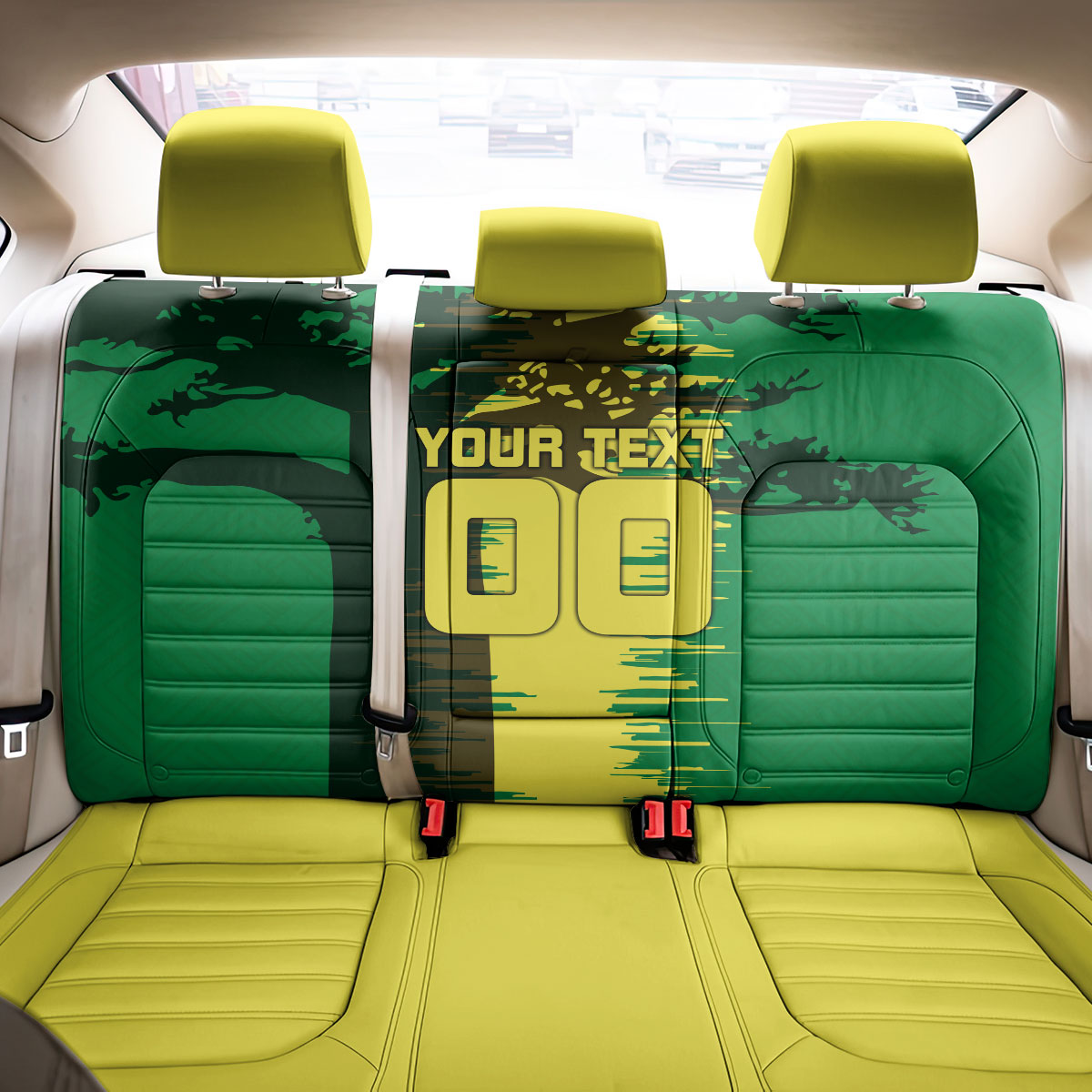 Personalized Senegal Football Lion Back Car Seat Cover Fierce Roaring Lion Soccer Art With Senegal Flag