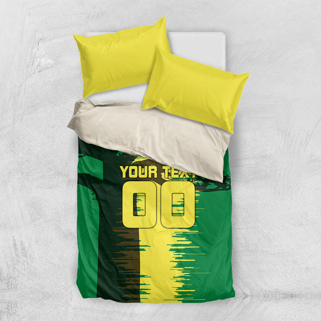 Personalized Senegal Football Lion Bedding Set Fierce Roaring Lion Soccer Art With Senegal Flag