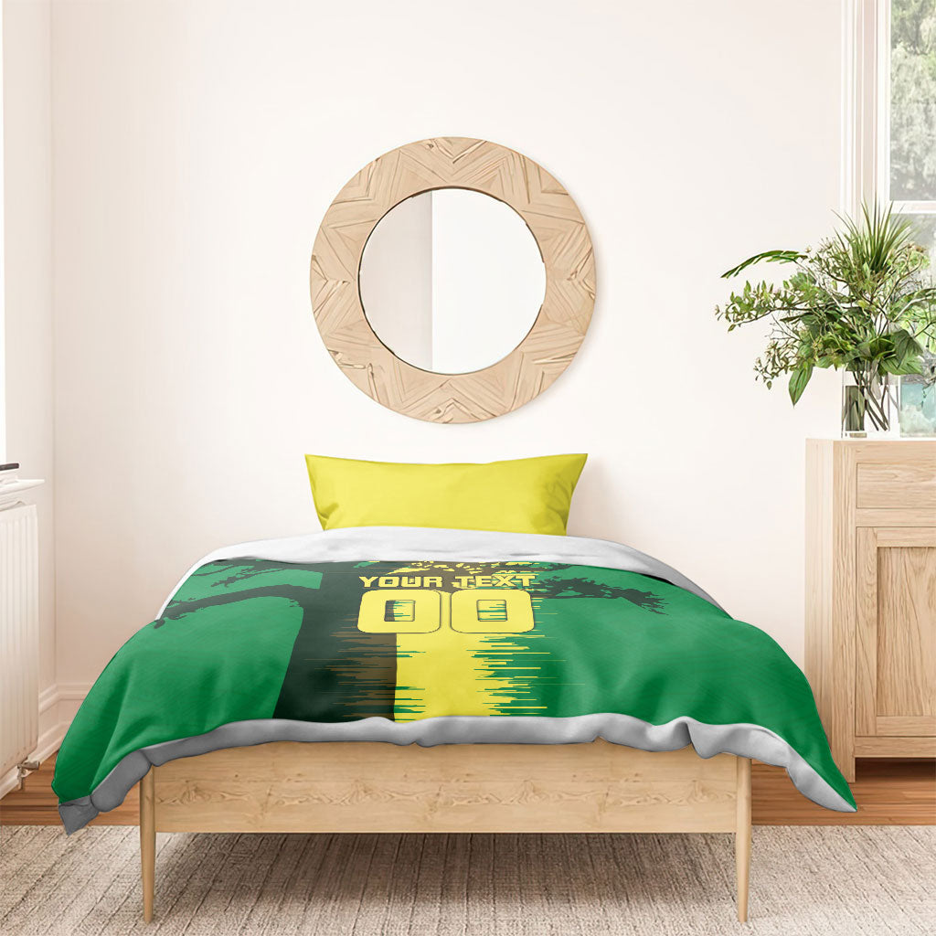 Personalized Senegal Football Lion Bedding Set Fierce Roaring Lion Soccer Art With Senegal Flag
