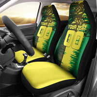 Personalized Senegal Football Lion Car Seat Cover Fierce Roaring Lion Soccer Art With Senegal Flag