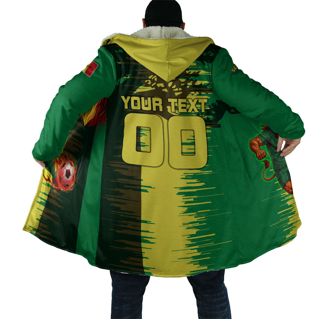 Personalized Senegal Football Lion Cloak Fierce Roaring Lion Soccer Art With Senegal Flag