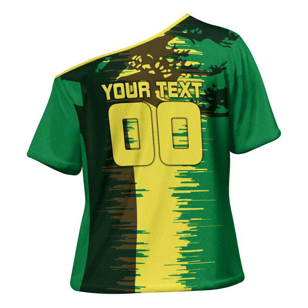 Personalized Senegal Football Lion Cross Shoulder Shirt Fierce Roaring Lion Soccer Art With Senegal Flag