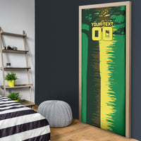 Personalized Senegal Football Lion Door Cover Fierce Roaring Lion Soccer Art With Senegal Flag