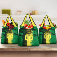 Personalized Senegal Football Lion Grocery Bag Fierce Roaring Lion Soccer Art With Senegal Flag