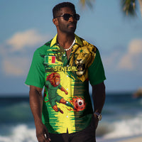 Personalized Senegal Football Lion Hawaiian Shirt Fierce Roaring Lion Soccer Art With Senegal Flag