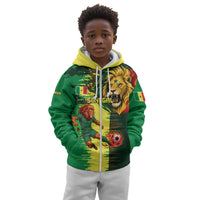 Personalized Senegal Football Lion Kid Hoodie Fierce Roaring Lion Soccer Art With Senegal Flag