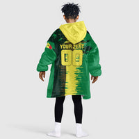 Personalized Senegal Football Lion Kid Wearable Blanket Hoodie Fierce Roaring Lion Soccer Art With Senegal Flag