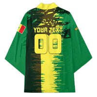 Personalized Senegal Football Lion Kimono Fierce Roaring Lion Soccer Art With Senegal Flag